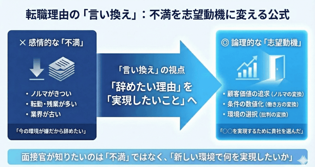 転職理由を金融の不満から志望動機へ言い換える