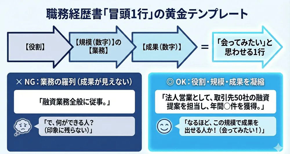 職務経歴書はKPIと役割を1行でまとめる
